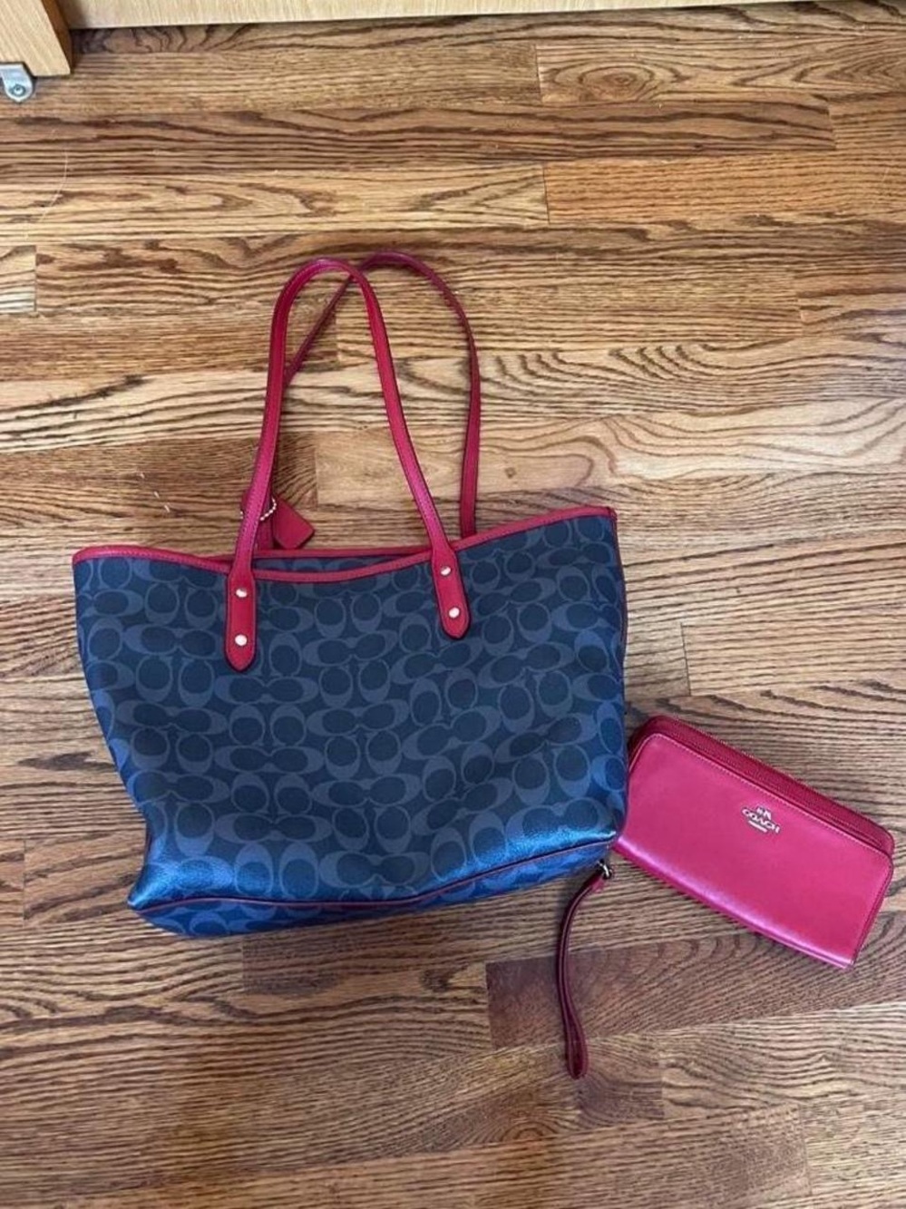 Coach Signature Tote Bag Leather & PVC — Matching Wallet